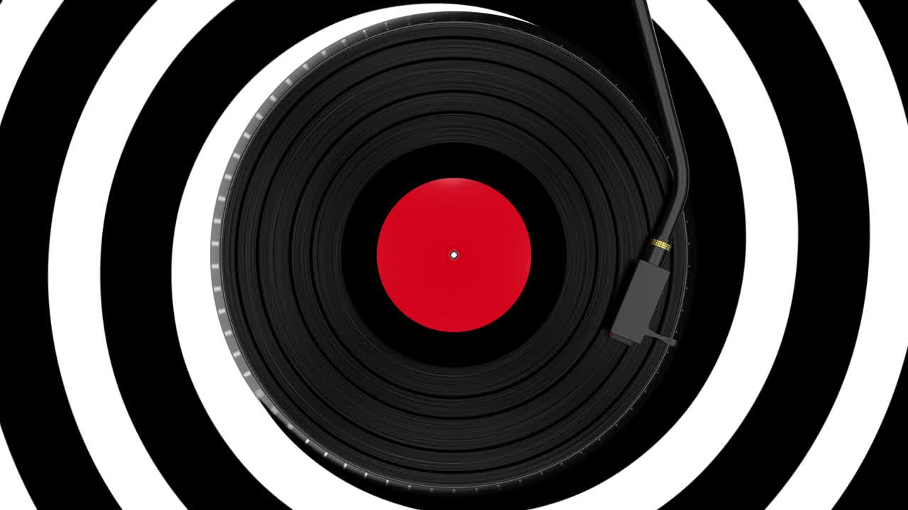 виниловая пластинка вращается на абстрактном движущемся фоне