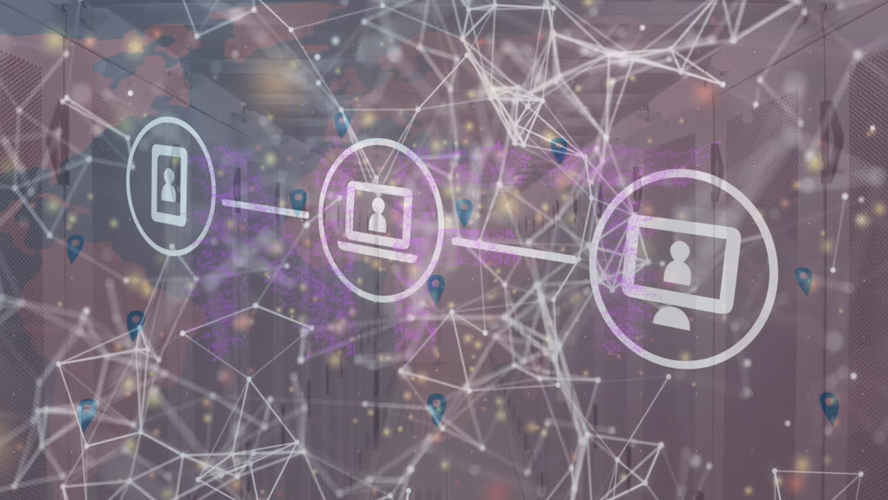 서버 에 대한 모양을 형성하는 연결된 점 위의 네비게이션 핀