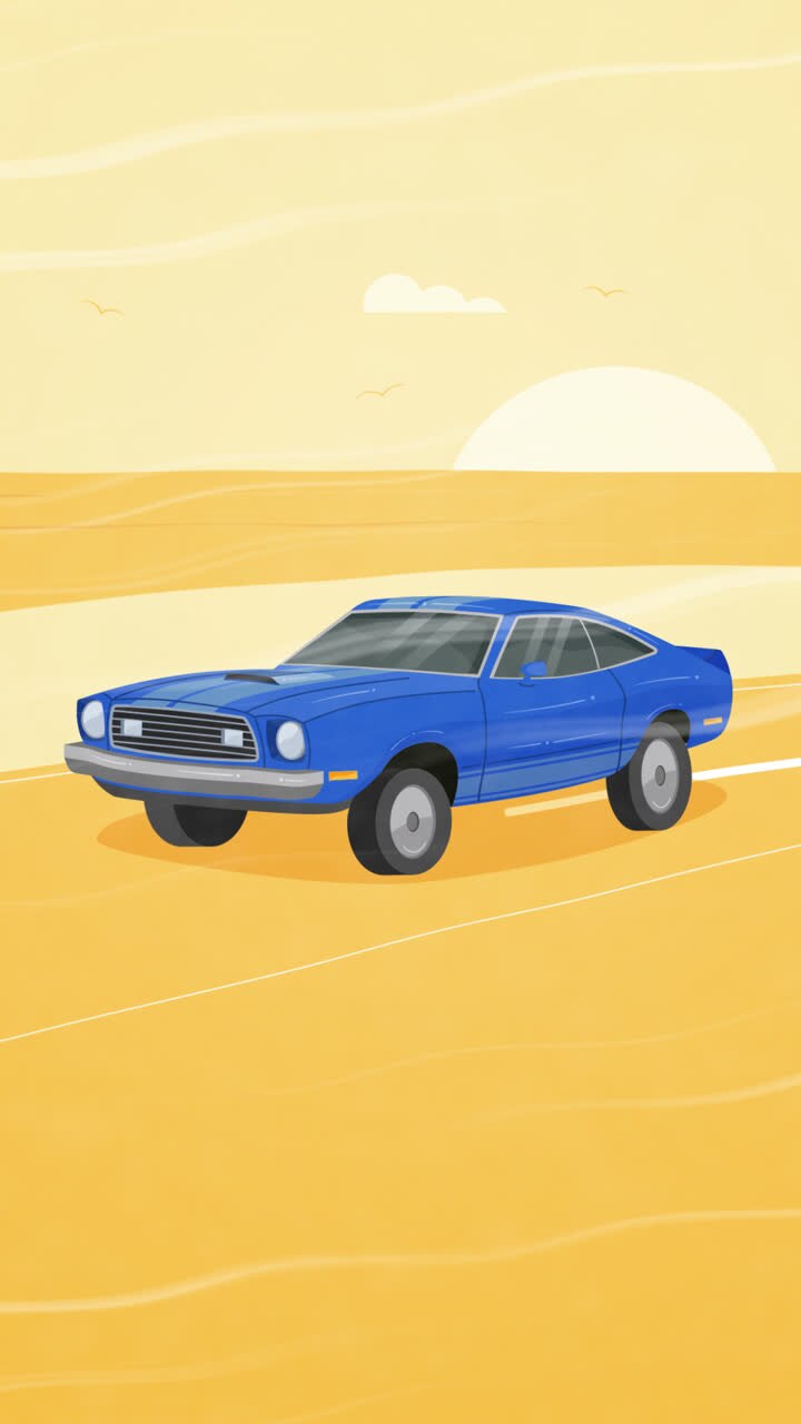 Une animation d'illustration de muscle car en flat design