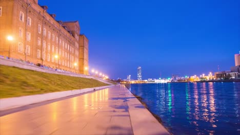 city riverfront at twilight