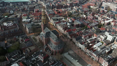Aerial-View-Of-Aa-kerk-And-Groningen-Vismarkt-in-Groningen,-the-Netherlands