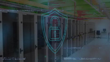 animation of padlock over server room
