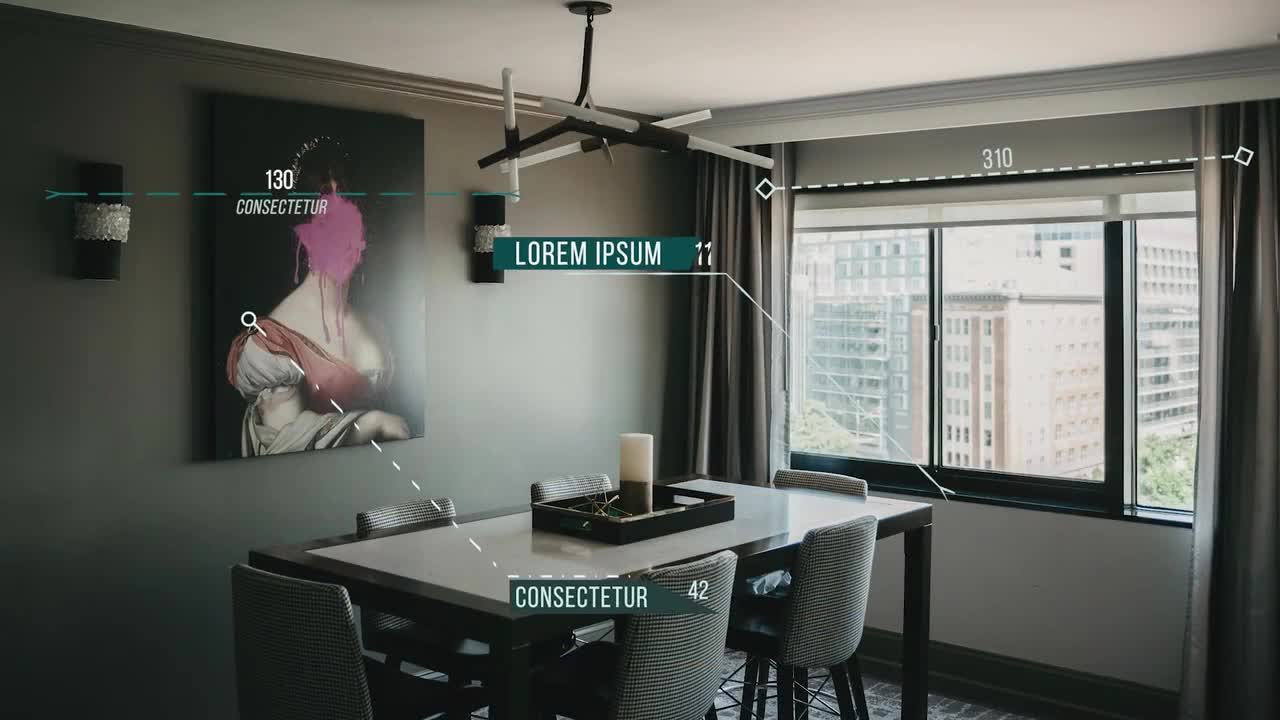 Interior of a Modern Home with Dining and Kitchen Area