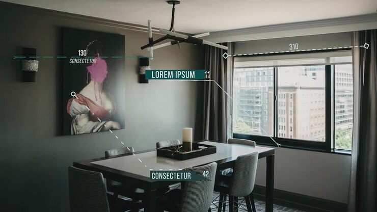 Interior of a Modern Home with Dining and Kitchen Area