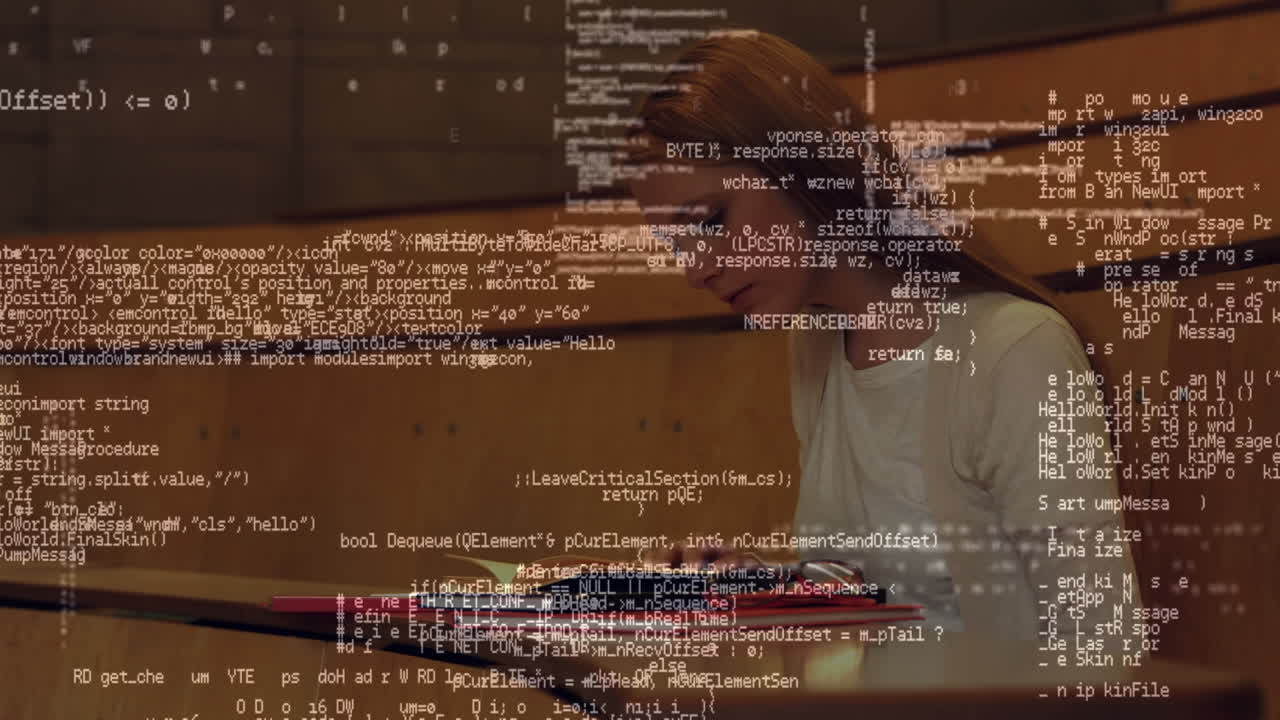 procesamiento de datos contra una estudiante caucásica que estudia en una clase en la universidad