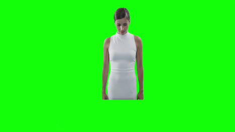 businesswoman touching digital screen