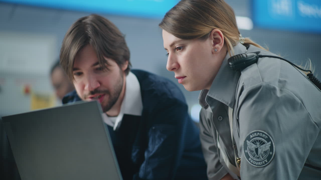 Airport Security Team Reviewing Data