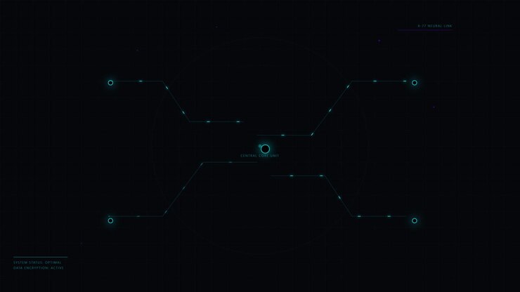 Futuristic Digital Interface Displaying Central Core Unit Data