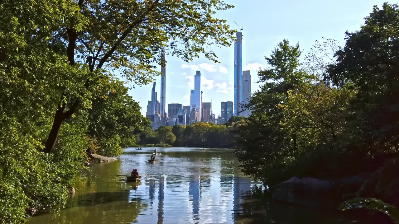 People sailing on boats in Central park of New York