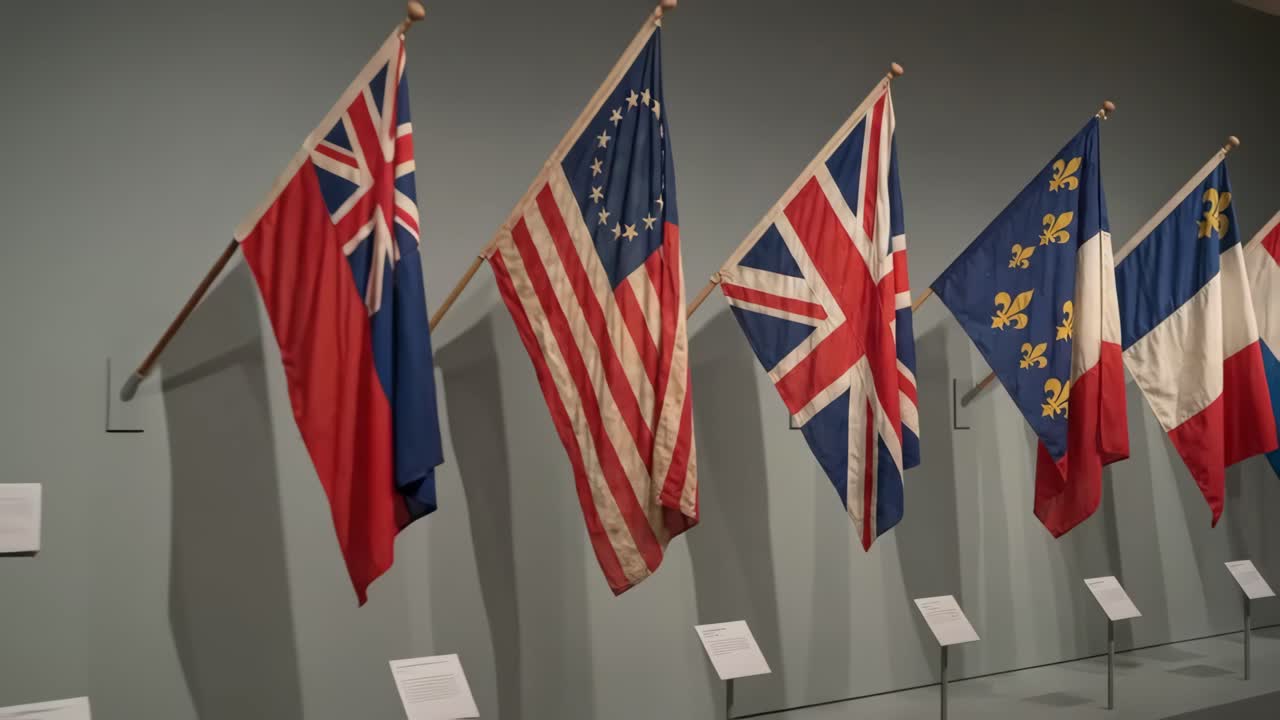 Collection of Historical Flags from the American Revolutionary War Era