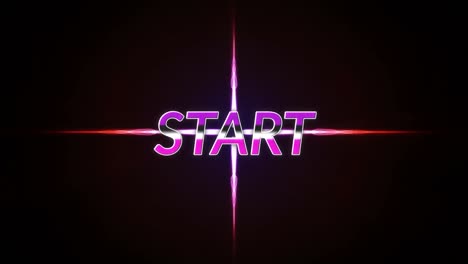 Animation-of-start-text-and-shapes-on-black-background