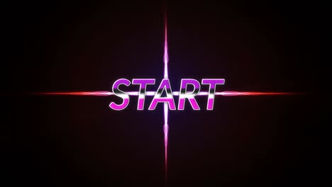 animation of start text and shapes on black background