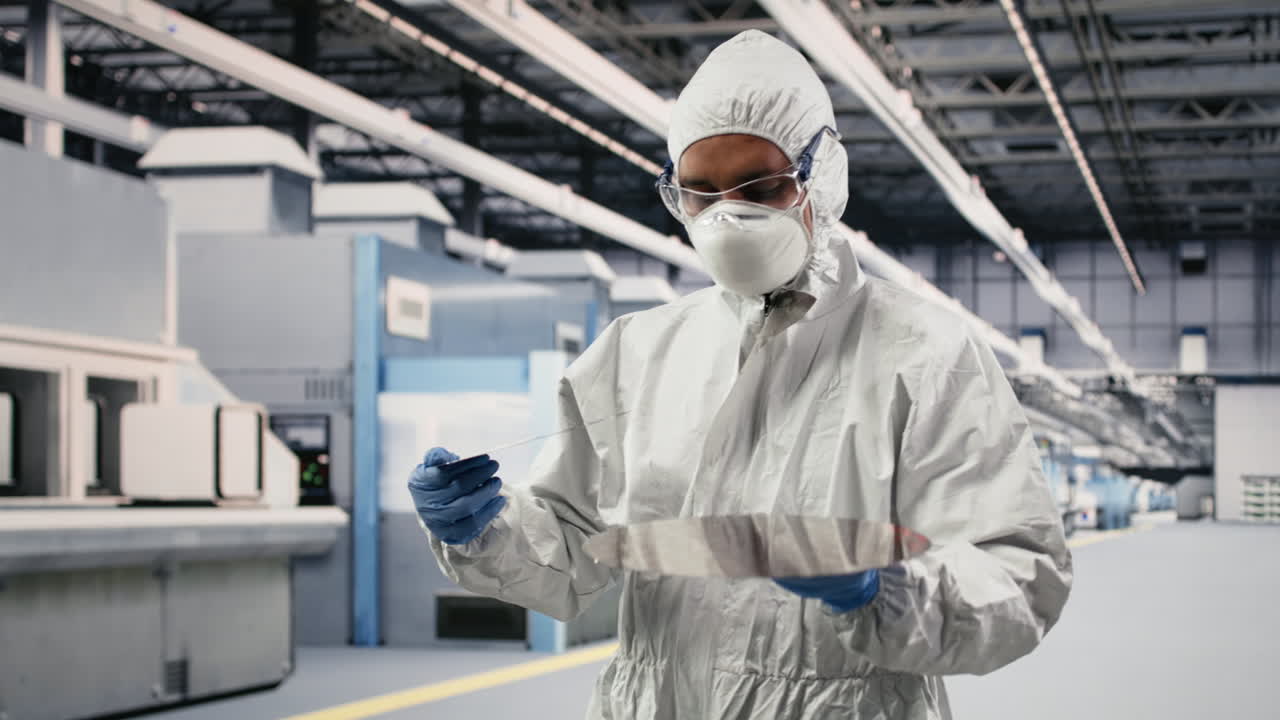 Carrying silicon wafer, advanced materials trial and careful researcher