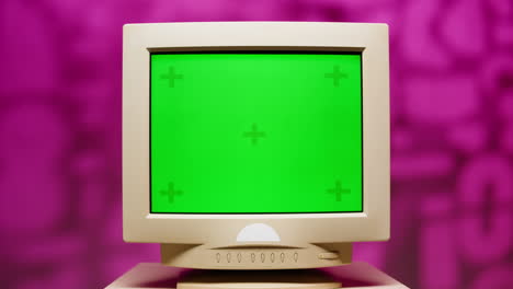 Vintage CRT Monitor with Green Screen