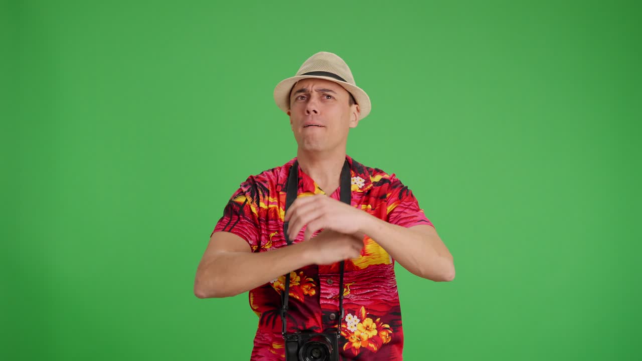 Euphoric tourist taking photos and staring at the monuments