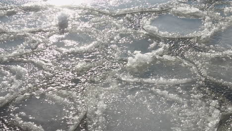 Sonnenschein-Erzeugt-Spektrale-Glanzlichter-Auf-Eisflächen,-Die-Sanft-Im-Meer-Wogen