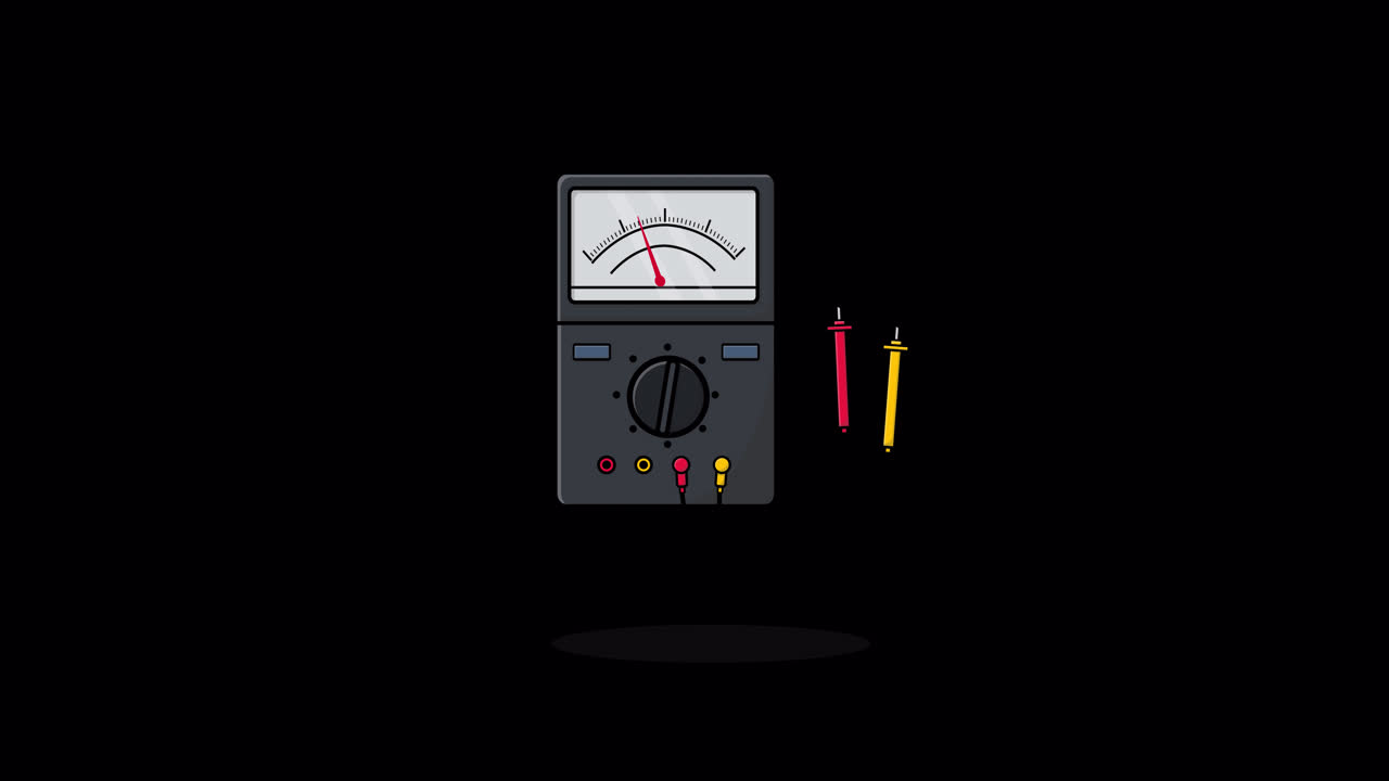 Animated Multimeter with Moving Needle and Test Leads