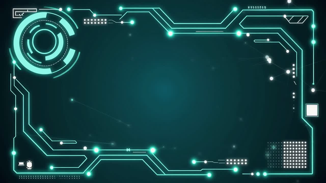 Animated Futuristic Digital Interface with Glowing Lines and Dots