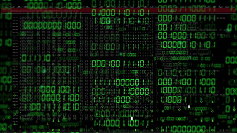 animación del procesamiento de datos digitales a través de codificación binaria