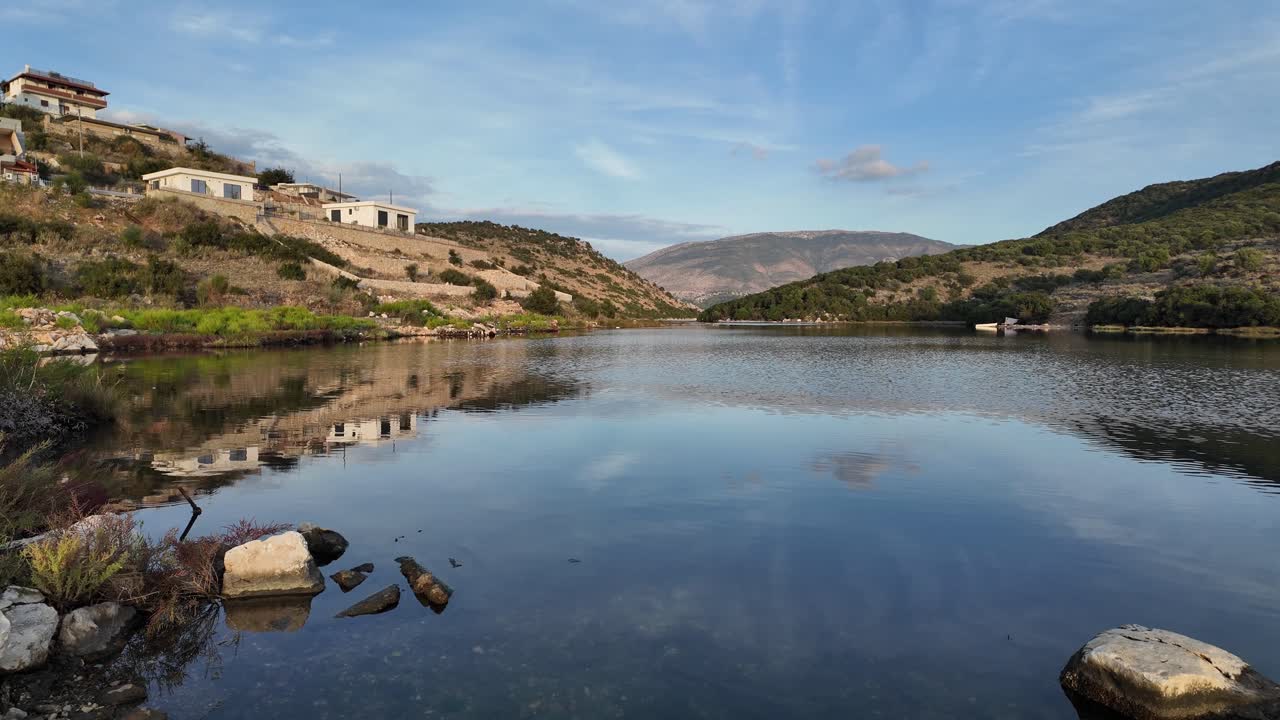 Ksamil lake nature landscape beautiful summer day Albania freshwater fishing spot
