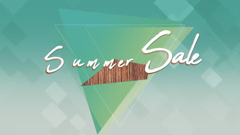 venta de verano en madera con triángulos geométricos