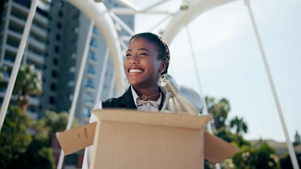 Happy Businesswoman Moving to New Job