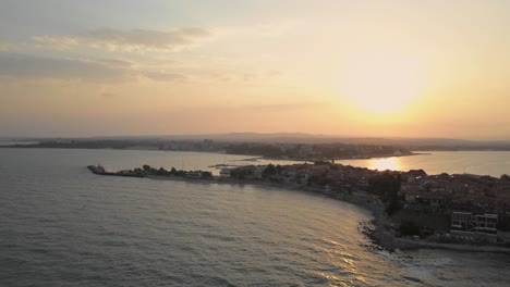 sunset near the world heritage site of nesebar in bulgaria