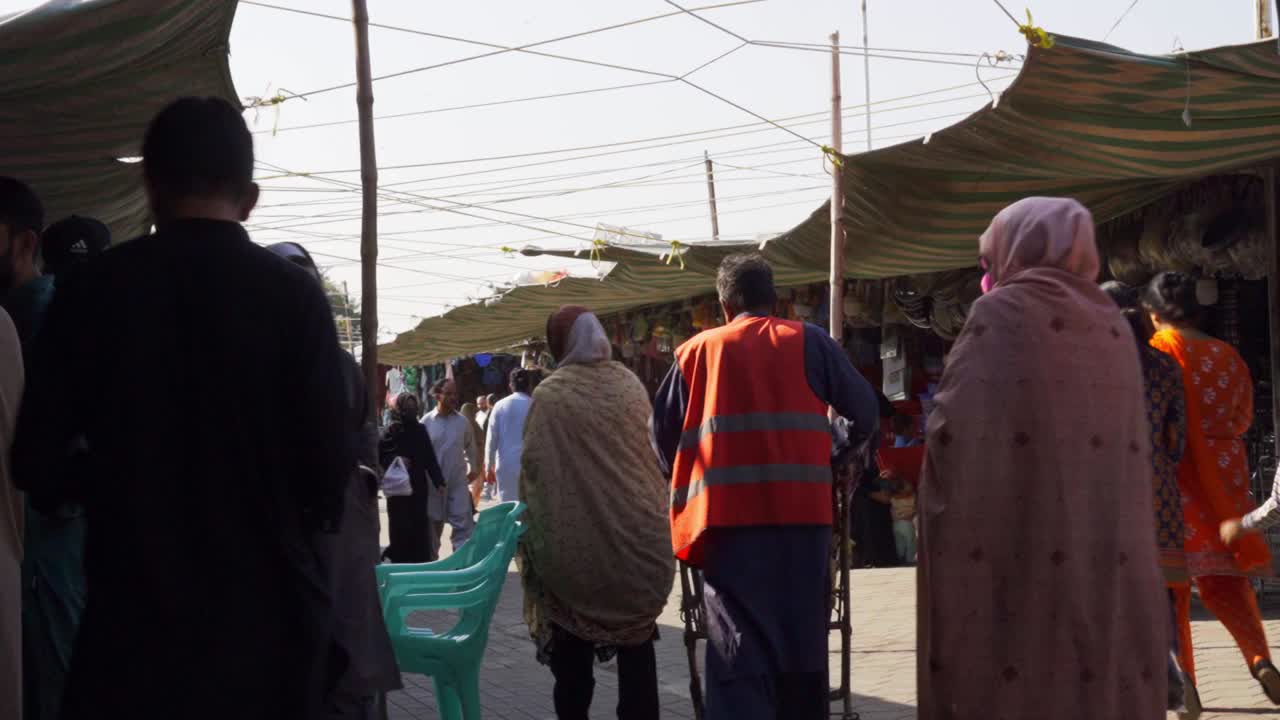 Busy Outdoor Market in South Asia