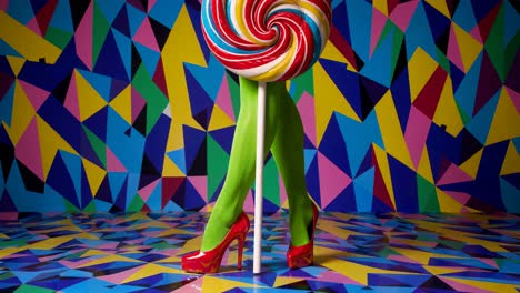 colorful legs with a lollipop and geometric background