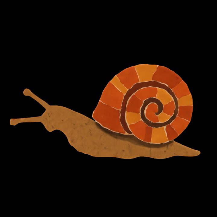 Animated Snail Moving Slowly on Black Background