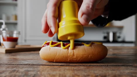 hot dog with mustard