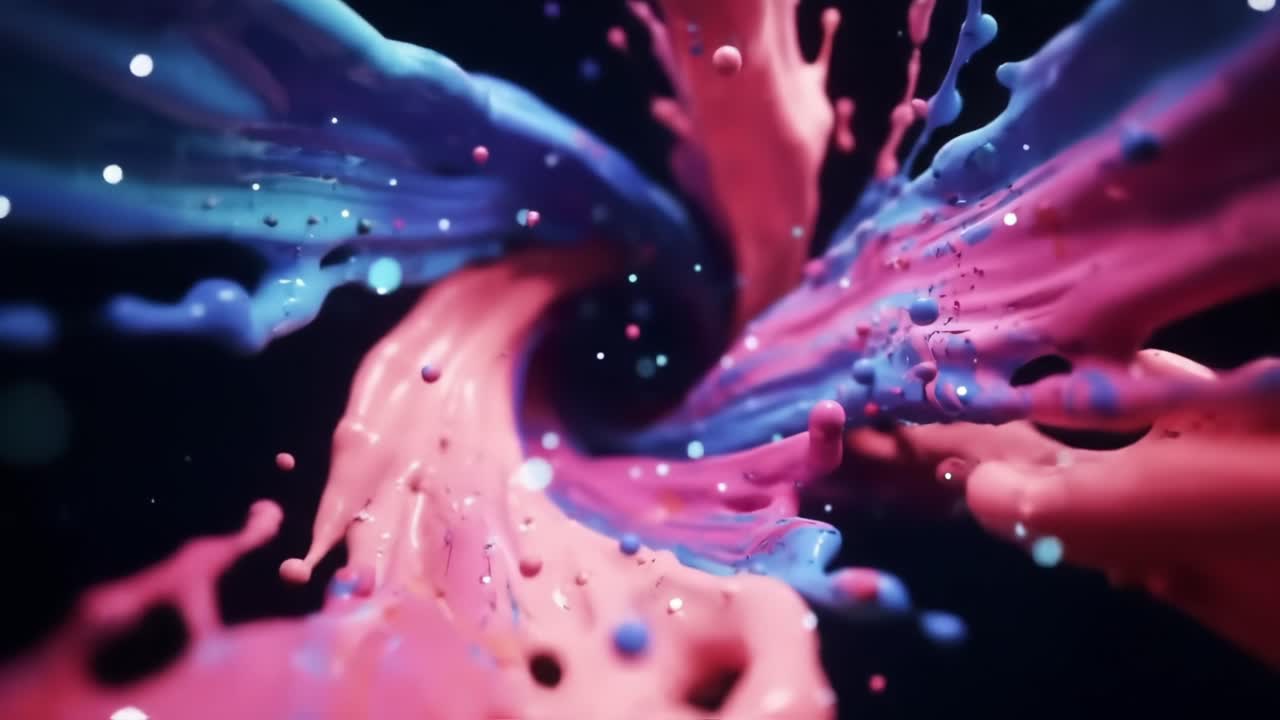 A Stunning Visual Symphony of Colorful Liquid Swirls in Motion, Showcasing the Dynamic Interaction Between Vivid Blue and Red Paint as They Converge in a Mesmerizing Spiral