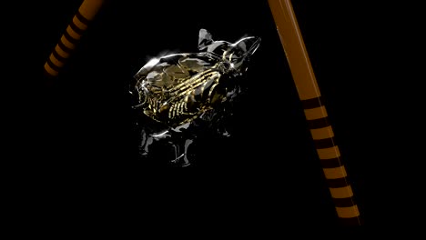el martillo de hierro rompe un cerdo de vidrio dentro del cual hay monedas de oro en pedazos pequeños. 4k