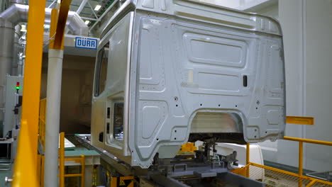 truck cab assembly line in a factory