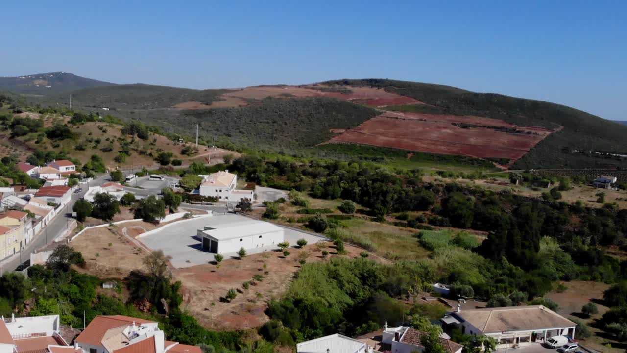 Drone shot of the country site in Algarve, Portugal.