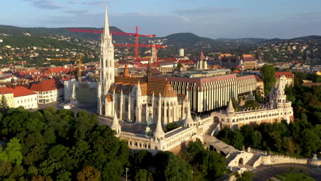 drone footage of buda castle in budapest hungary