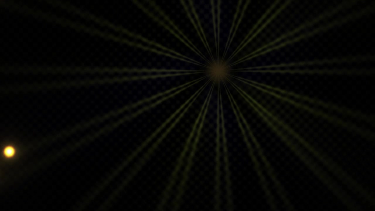Dynamic Yellow Light Rays with Moving Particles on Dark Grid Background