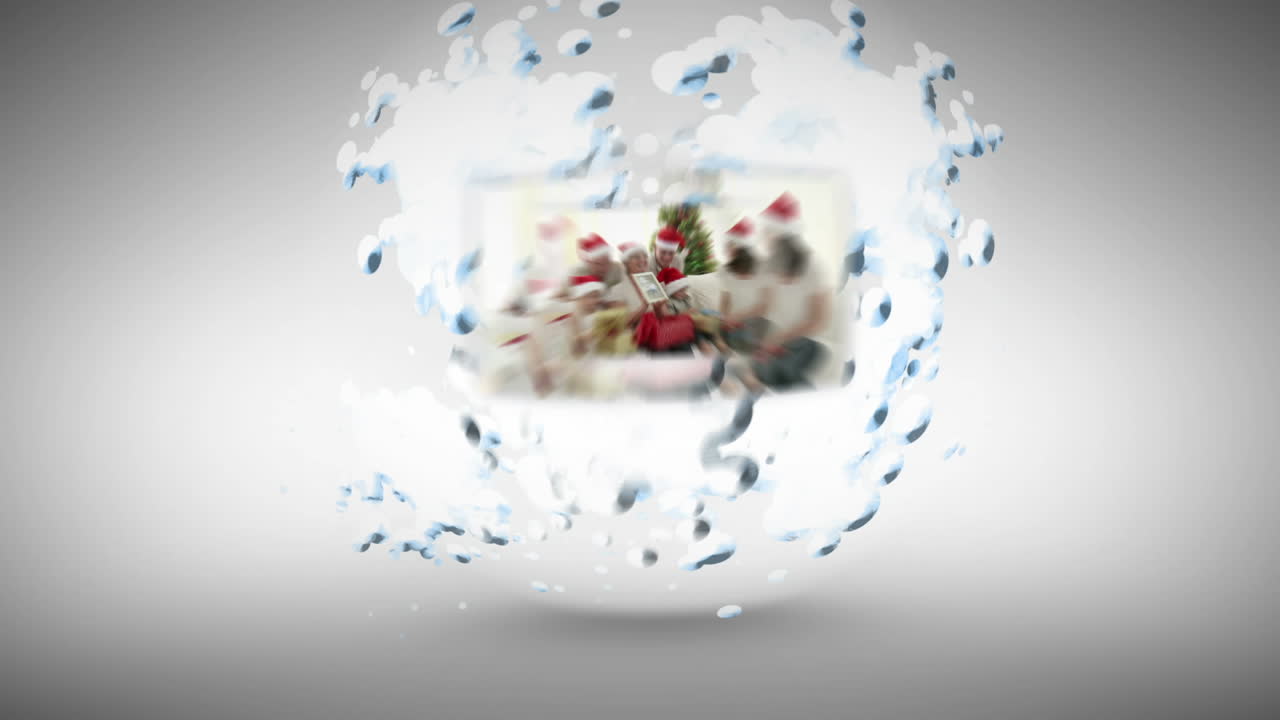 animación navideña sobre personas abriendo regalos