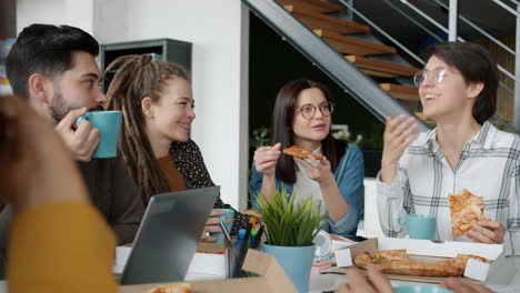 team lunch meeting in modern office