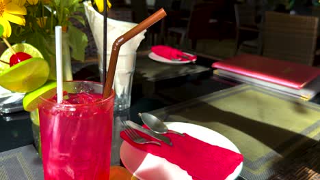 colorful drink on a restaurant table