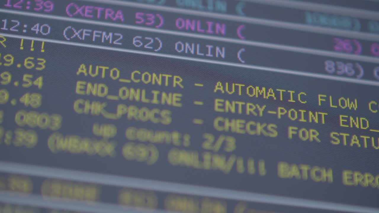 Control system showing error notice on screen, close-up panning