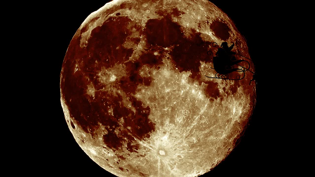 siluetas de santa claus en la luna