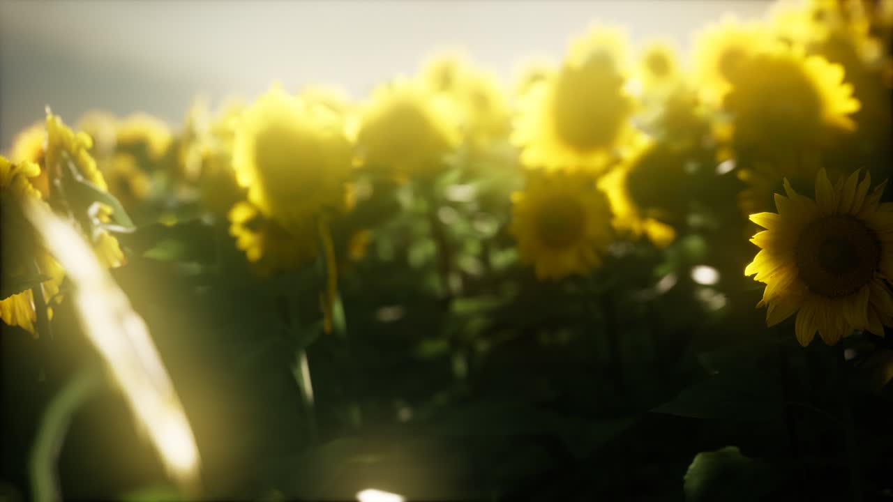 подсолнечное поле в теплый летний вечер