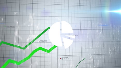 animación de líneas verdes, estadísticas y procesamiento de datos financieros