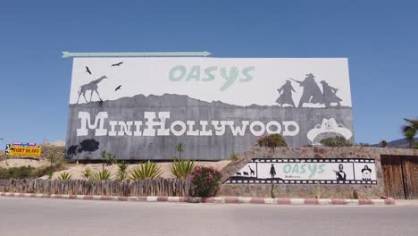 entrance of oasis mini hollywood (western theme park and film set) in the tabernas desert in almeria, andalucia, spain