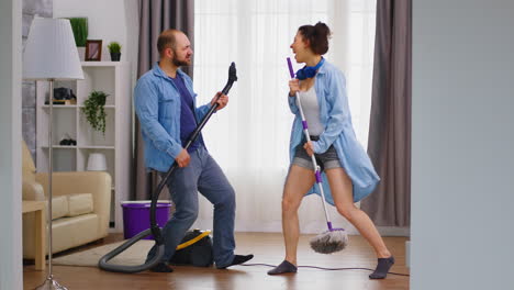 having fun doing housekeeping