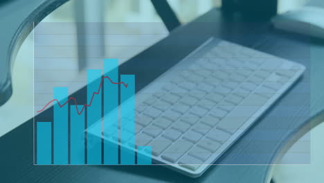 animación del procesamiento de datos financieros en el escritorio de la oficina.