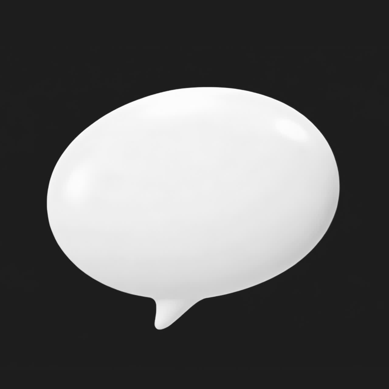 A white speech bubble on a black background
