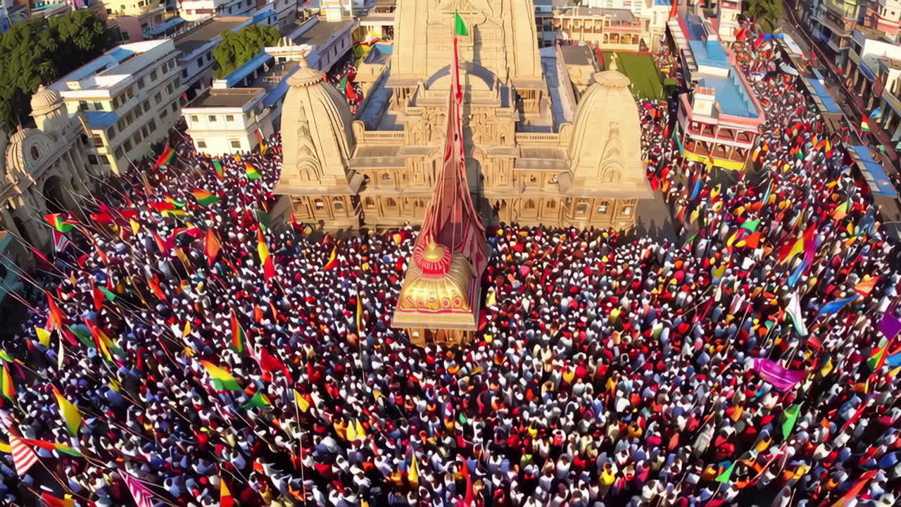 Massive Religious Gathering at a Hindu Temple