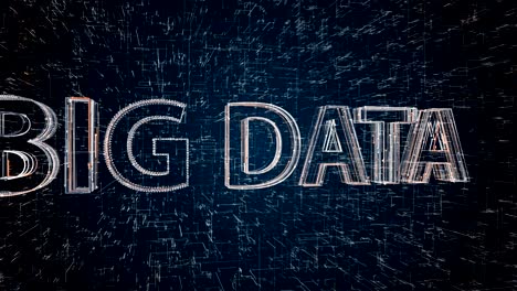 big data text on grid on blue